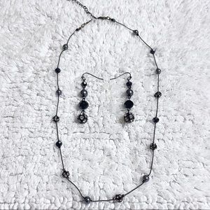 Deep Blue Pearlescent Necklace and Earring Set